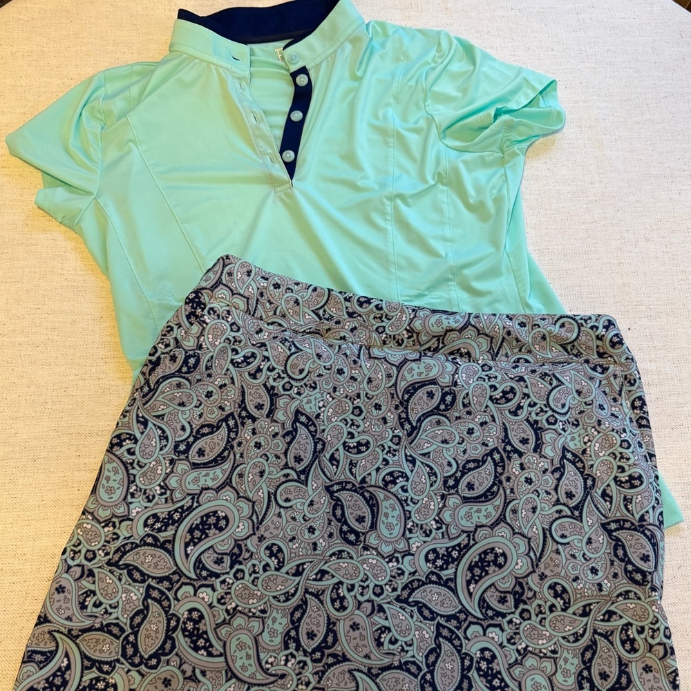 Paisley Skort & Mint Polo Golf Outfit Set Size M